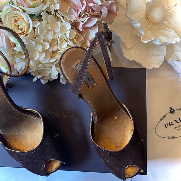 🌟HP2X🎉PRADA💎LUXURY💎Designer Women's Peep Toe Heels - Picture 13 of 16